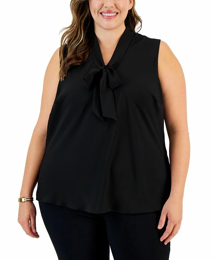 Kasper Plus Size Bow Top 1 Kasper Plus Size Bow Top
