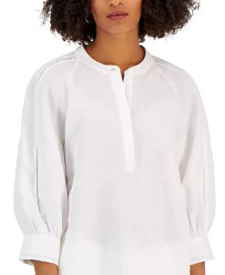 Charter Club Women's Linen 3/4-Sleeve Top, Created For Macy's -Anne Klein Sales Store 22851115 fpx