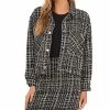 CeCe Women's Short-Length Pocket-Front Tweed Shacket