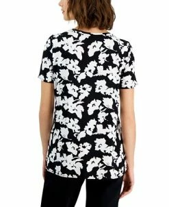 Alfani Women's Printed Crewneck T-Shirt, Created For Macy's -Anne Klein Sales Store 22864047 fpx