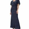 Adrianna Papell Women's Burnout Velvet Flutter-Sleeve Gown