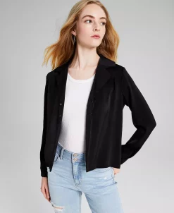 And Now This Women's Notch-Collar Long-Sleeve Shirt Jacket -Anne Klein Sales Store 22865745 fpx