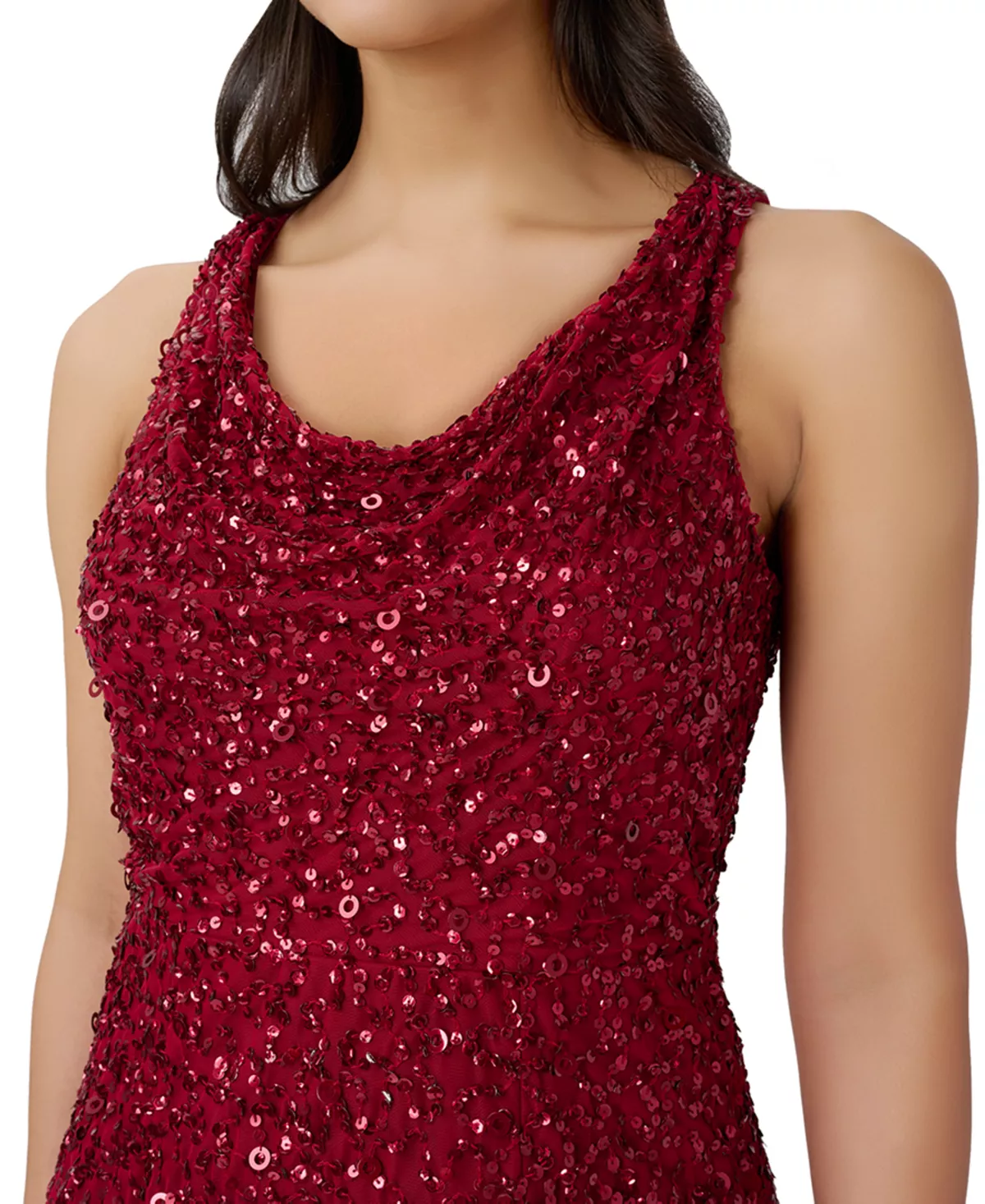 Adrianna Papell Women's Sequined Cowlneck Sheath Dress 3 Adrianna Papell Women's Sequined Cowlneck Sheath Dress - Image 3