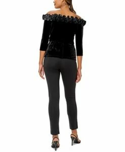 Adrianna Papell Women's Velvet Ruffled Off-The-Shoulder Top -Anne Klein Sales Store 22866024 fpx