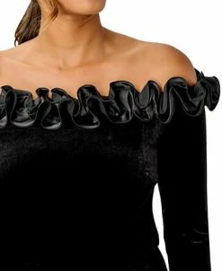 Adrianna Papell Women's Velvet Ruffled Off-The-Shoulder Top -Anne Klein Sales Store 22866025 fpx