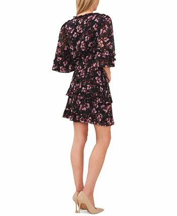 CeCe Women's Floral-Print Balloon-Sleeve Ruffled A-Line Dress 2 CeCe Women's Floral-Print Balloon-Sleeve Ruffled A-Line Dress - Image 2
