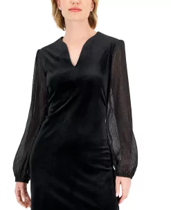 Connected Women's Velvet V-Neck Sheath Dress -Anne Klein Sales Store 22877676 fpx