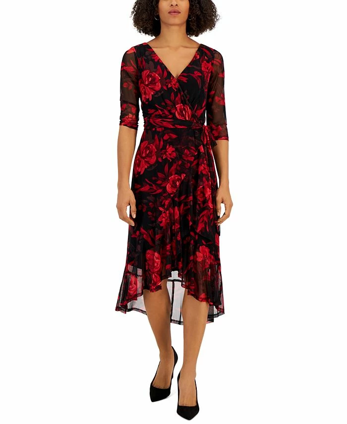 Connected Women's Floral-Print High-Low Dress 1 Connected Women's Floral-Print High-Low Dress