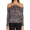 Michael Kors Women's Printed Velvet Chain Cold-Shoulder Top