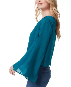 Jessica Simpson Women's Monique Ruched Trumpet-Sleeve Top -Anne Klein Sales Store 22884117 fpx