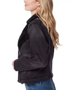 Jessica Simpson Women's Finley Faux-Fur Trim Denim Moto Jacket -Anne Klein Sales Store 22896102 fpx