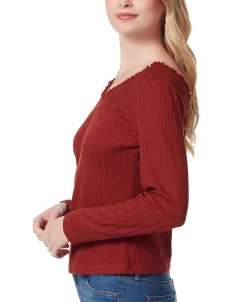 Jessica Simpson Women's Myra Smocked-Panel V-Neck Top -Anne Klein Sales Store 22896329 fpx