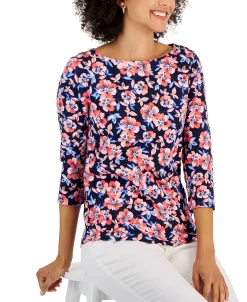 Charter Club Women's Cotton Floral-Print Boat-Neck, Created For Macy's -Anne Klein Sales Store 22897162 fpx