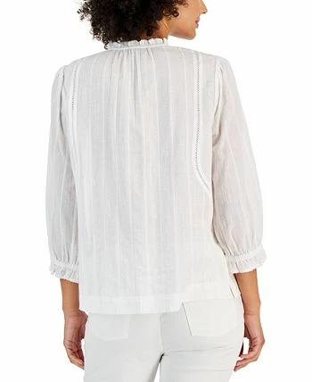 Charter Club Women's Tonal Metallic Peasant Top, Created For Macy's 2 Charter Club Women's Tonal Metallic Peasant Top, Created For Macy's - Image 2