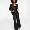 Anne Klein Satin One-Button Jacket, Shine V-Neck Cami & Wide-Leg Pants