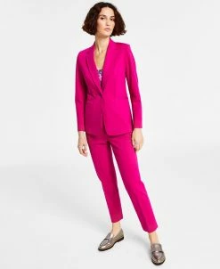 Bar III Women's Scoop-Neck Camisole, Compression Boyfriend Blazer & Ankle Pants, Created For Macy's