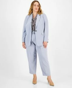 Bar III Plus Size Bow-Tie Blouse, Crepe Blazer & Pants, Created For Macy's