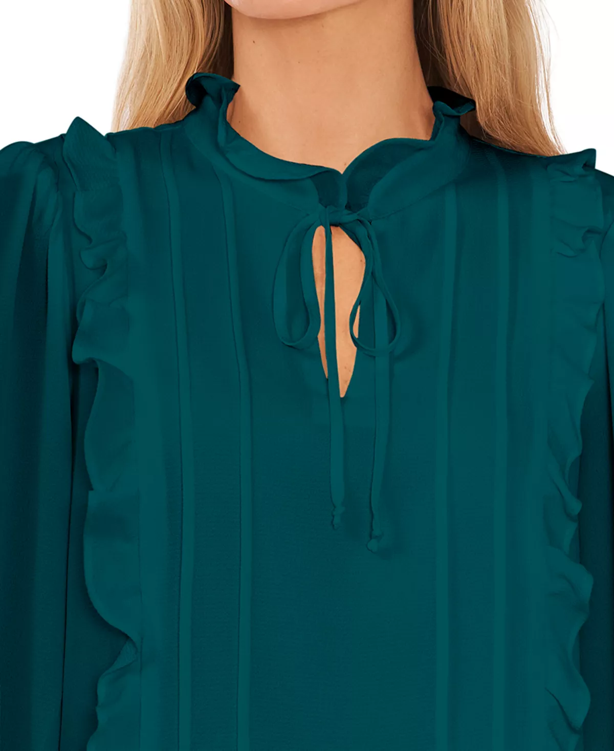 CeCe Women's Ruffled Pintucked Blouson-Sleeve Blouse 5 CeCe Women's Ruffled Pintucked Blouson-Sleeve Blouse - Image 5