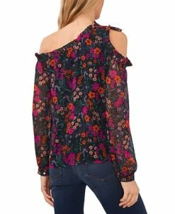 CeCe Women's Floral-Print Asymmetric Bow Top -Anne Klein Sales Store 22927284 fpx