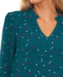 CeCe Women's Floral-Print Ruffled 3/4-Sleeve Blouse 11 CeCe Women's Floral-Print Ruffled 3/4-Sleeve Blouse -Anne Klein Sales Store 22927315 fpx
