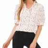 CeCe Women's Floral-Print Puff-Sleeve Tie-Neck Top