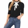 CeCe Women's Puff Sleeve Knit Top With Tie