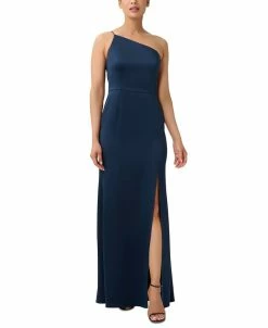 Adrianna Papell Women's One-Shoulder Slit-Front Gown