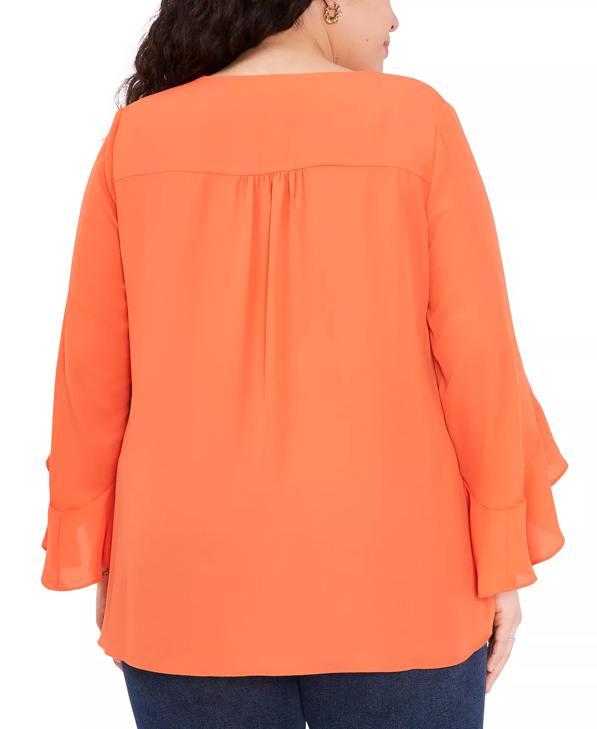 Vince Camuto Plus Size Flutter-Sleeve Crossover-Hem Top 3 Vince Camuto Plus Size Flutter-Sleeve Crossover-Hem Top - Image 3