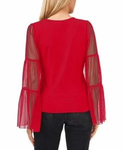 Vince Camuto Women's Mesh Bell-Sleeve Top -Anne Klein Sales Store 22947845 fpx