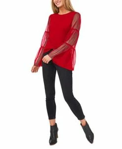 Vince Camuto Women's Mesh Bell-Sleeve Top -Anne Klein Sales Store 22947846 fpx