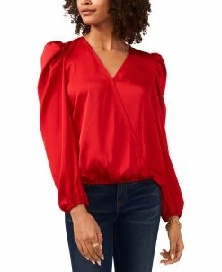 Vince Camuto Women's Puff-Shoulder Faux-Wrap Top