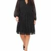 Vince Camuto Plus Size Dot-Print Tiered Long-Sleeve Dress