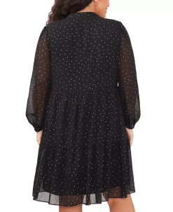 Vince Camuto Plus Size Dot-Print Tiered Long-Sleeve Dress 6 Vince Camuto Plus Size Dot-Print Tiered Long-Sleeve Dress -Anne Klein Sales Store 22948083 fpx