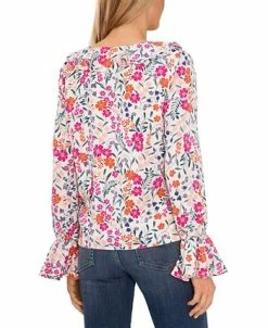 CeCe Women's Ruffled Floral-Print Bell-Sleeve Top -Anne Klein Sales Store 22948128 fpx
