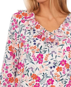 CeCe Women's Ruffled Floral-Print Bell-Sleeve Top -Anne Klein Sales Store 22948129 fpx