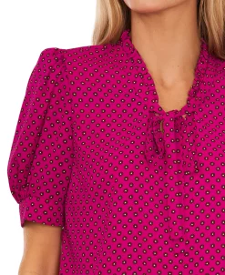CeCe Women's Polka Dot Tie-Neck Puff-Sleeve Top -Anne Klein Sales Store 22948153 fpx
