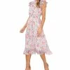 CeCe Women's Floral-Print Ruffled Cap-Sleeve Midi Dress