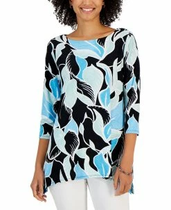 JM Collection Women's Petal Dreaming Jacquard 3/4-Sleeve Tunic, Created For Macy's