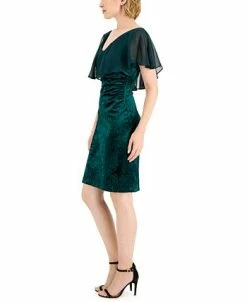 Connected Women's Cape-Overlay Ruched Velvet Dress -Anne Klein Sales Store 22978358 fpx