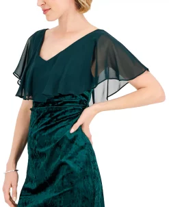 Connected Women's Cape-Overlay Ruched Velvet Dress -Anne Klein Sales Store 22978359 fpx