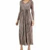 Anne Klein Women's V-Neck Maxi Pleated Long-Sleeve Dress