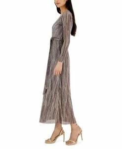 Anne Klein Women's V-Neck Maxi Pleated Long-Sleeve Dress -Anne Klein Sales Store 22979783 fpx