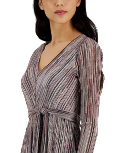 Anne Klein Women's V-Neck Maxi Pleated Long-Sleeve Dress -Anne Klein Sales Store 22979784 fpx