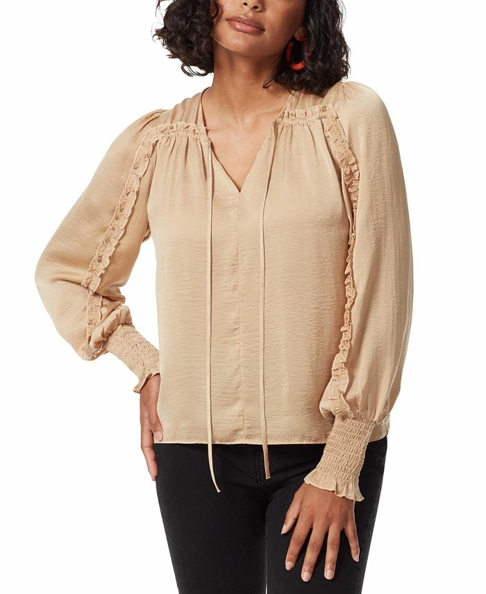 Sam Edelman Women's Varick Hammered-Satin Smocked-Cuff Tie-Neck Blouse 1 Sam Edelman Women's Varick Hammered-Satin Smocked-Cuff Tie-Neck Blouse