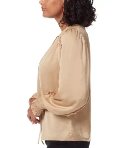 Sam Edelman Women's Varick Hammered-Satin Smocked-Cuff Tie-Neck Blouse 7 Sam Edelman Women's Varick Hammered-Satin Smocked-Cuff Tie-Neck Blouse -Anne Klein Sales Store 22980916 fpx