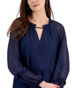 INC International Concepts Women's Metallic-Striped Chiffon Minidress, Created For Macy's -Anne Klein Sales Store 22981631 fpx