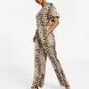 INC International Concepts Women's Animal-Print Flutter-Sleeve Jumpsuit, Created For Macy's