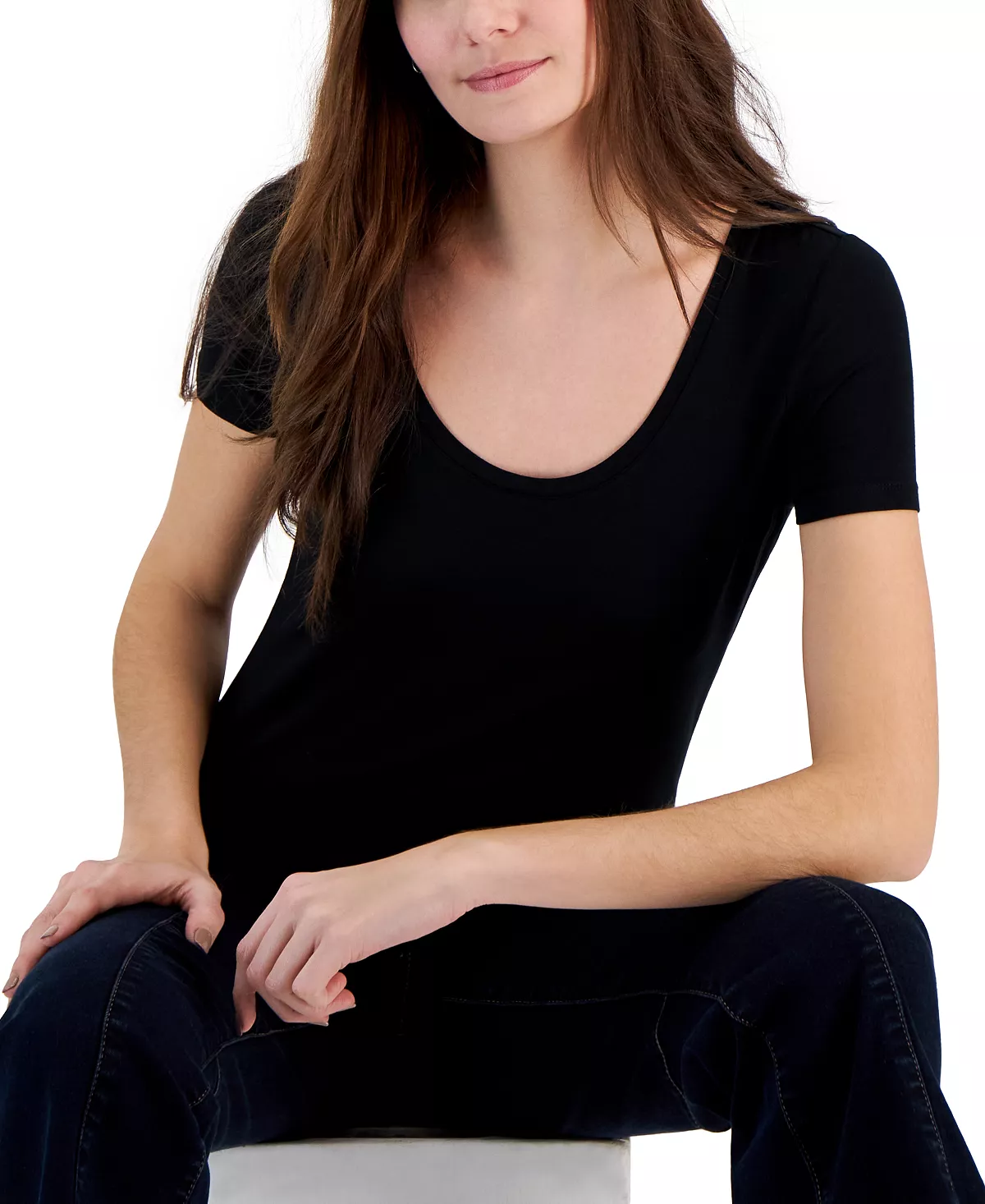 INC International Concepts Women's Scoop-Neck T-Shirt, Created For Macy's 3 INC International Concepts Women's Scoop-Neck T-Shirt, Created For Macy's - Image 3