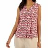 Anne Klein Women's Printed Pleat-Front Sleeveless Shell