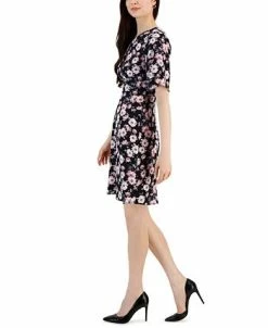 Connected Women's Floral-Print Round-Neck Sheath Dress -Anne Klein Sales Store 22996087 fpx